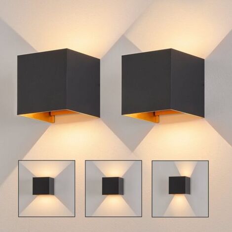 ZMH Applique murale extérieure Applique murale noire - 2 pièces Up Down Luminaires extérieurs Applique murale extérieure LED 5W Ip65 étanche Lampe extérieure Spot mural intérieur