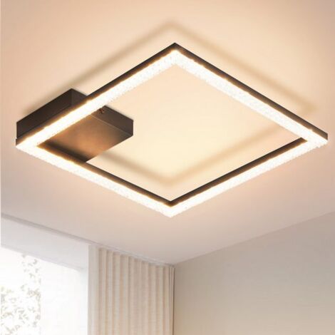 ZMH Plafonnier LED 12W Blanc Chaud Cristal - Plafonnier Salon Lampe 3000K Lumière Noir Moderne Plafond Lampe Angulaire Métal pour Salon Chambre Couloir Cuisine