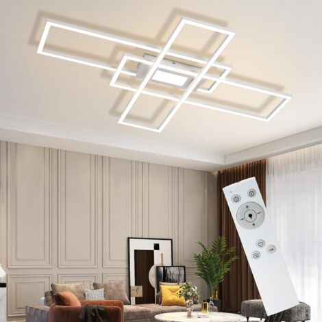 ZMH Plafonnier LED Dimmable - 50W Lampe de Plafond Blanc avec Télécommande, 3 Carré Moderne éclairage de Plafond Café LED Lustre, Lampe de Plafond Encastré Applique Muralepour Salle à Manger Salon (1/5)