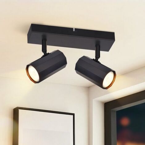 ZMH Spot de plafond 2 flammes - Plafonnier noir vintage GU10 orientable 330° Lampe de cuisine rétro MAX. 25W Métal pour salon salle à manger chambre à coucher Sans ampoule (1/5)
