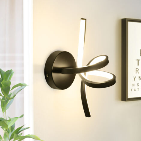 ZMH Applique murale intérieure à LED, lampe de mur noire : lampe murale pour escalier, couloir, salon, chambre à coucher,design moderne, éclairage mural en aluminium - 7W, 3000K, blanc chaud (1/5)