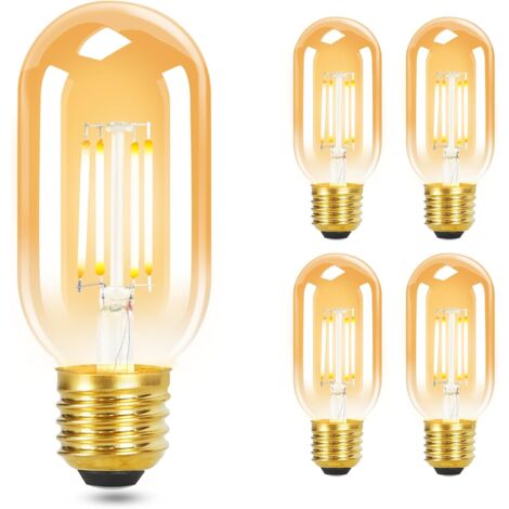 ZMH 4x Ampoules LED Blanc Chaud Vintage E27 - Lampe à LED T45, Ampoules Edison 4W 2700K, Économie d’Énergie, Ampoules à Filament Rétro en Verre, Angle de Faisceau 360° (1/5)