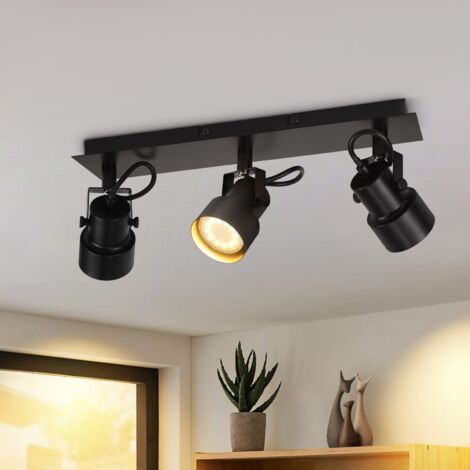 ZMH Plafonnier Spot 3 Flamme Noir - Plafonnier Vintage Pivotant GU10 350° Spot Plafonnier Spot Lampe Cuisine pour Salon Chambre Cuisine Couloir (Sans Ampoule) (1/5)