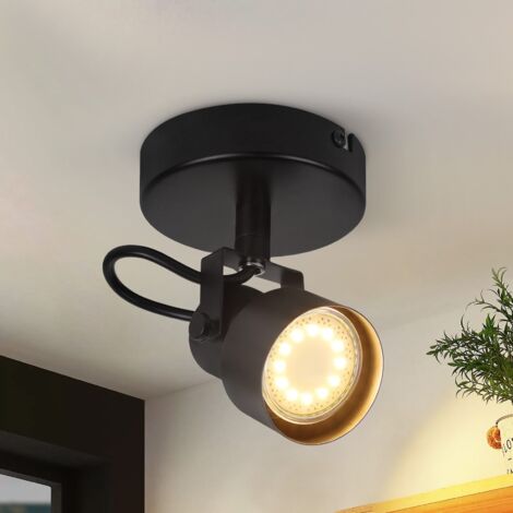 ZMH Plafonnier Spot 1 Flamme Noir - Plafonnier Vintage Pivotant GU10 350° Spot Plafonnier Spot Lampe Cuisine pour Salon Chambre Cuisine Couloir (Sans Ampoule) (1/5)