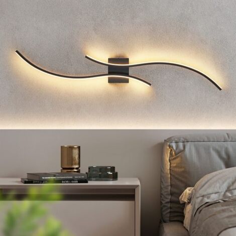 ZMH Applique murale LED Intérieure - 14W Lampe de couloir 100CM Noire Lampe d'escalier Design moderne en vague 3000K Blanc chaud Éclairage mural minimaliste Pour chambre salon couloir escalier cuisine (1/5)
