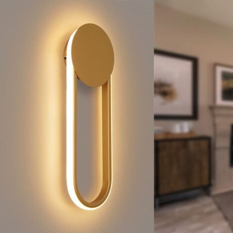 ZMH Applique LED intérieure - Applique murale 12W pour escalier 41cm Or Applique pour couloir design moderne 3000K Blanc chaud Éclairage mural minimaliste Pour chambre à coucher salon couloir escalier