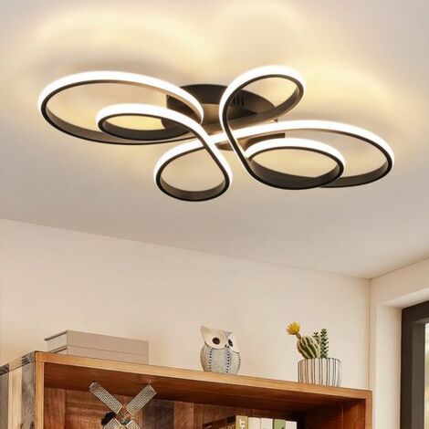 ZMH Plafonnier LED Forme papillon 30W, Noir, moderne, dimensions 40x26.5x3.5cm, blanc chaud 3000K, IRC80, aluminium et silicone, non dimmable, adapté pour salon, chambre, cuisine, couloir, bureau et h (1/5)