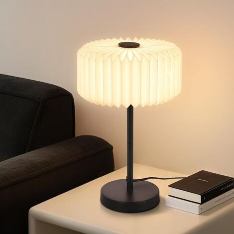 ZMH Lampe de Chevet Vintage Table Blanche Câble Design Chambre Abat - jour en Papier G9 Lampe de Lecture Pour Bureau Restaurant Sans Source Lumineuse