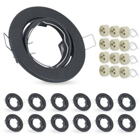 ZMH 12 LED Spotlights encastrés Cadre de montage GU10 Spotlights encastrés Pivotant 30° Ronds Incluant Prise GU10 Cadre Chrome Halogène Adapté pour Centre de lumière LED (1/5)