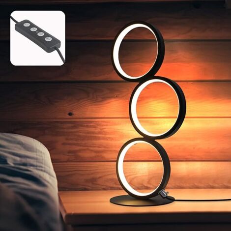 ZMH LED Lampe de chevet Noire Tactile Dimmable Anneau Moderne Lampe de bureau Lampe de table