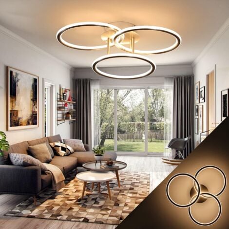 ZMH Plafonnier LED pour salon - Design moderne - Anneaux - Blanc chaud -  3000 K - 41 W - 3 ampoules en fer et aluminium - Lampe de bureau - Lampe de  couloir