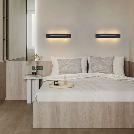 ZMH Applique murale LED Moderne intérieur Lampe de Couloir Longueur 3000K Blanc Chaud éclairage mural pour salon, escalier, chambre Noir 30cm