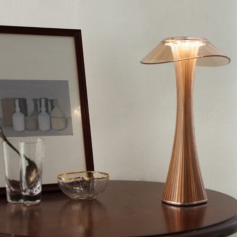 Touch LED Lampe de Table Rechargeable - 3W Dimmable Titane USB Lampe de Chevet  Lampe de Bureau Sans Fil avec Batterie et Abat-Jour pour Chambre à Coucher  de Salon 
