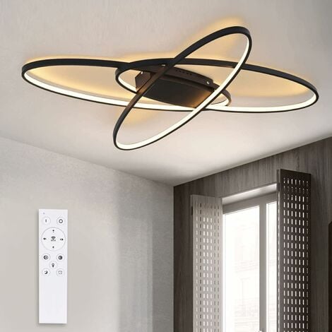 ZMH LED plafonnier dimmable moderne noir lampe de salon blanc chaud/blanc neutre/blanc froid 75W intérieur Éclairage de plafond décoratif pour sal