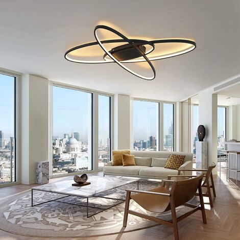 ZMH LED plafonnier dimmable moderne noir lampe de salon blanc chaud/blanc neutre/blanc froid 75W intérieur Éclairage de plafond décoratif pour sal