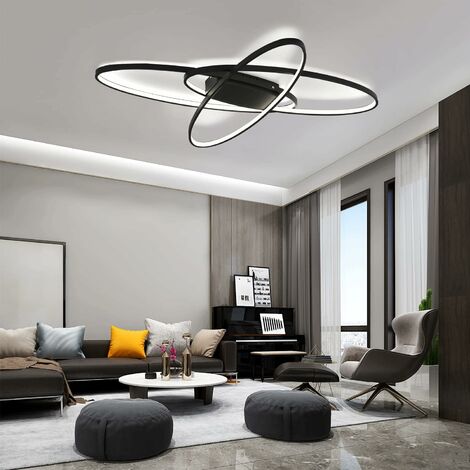 ZMH LED plafonnier dimmable moderne noir lampe de salon blanc chaud/blanc neutre/blanc froid 75W intérieur Éclairage de plafond décoratif pour sal