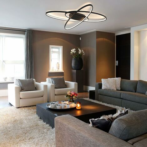 ZMH LED plafonnier dimmable moderne noir lampe de salon blanc chaud/blanc neutre/blanc froid 75W intérieur Éclairage de plafond décoratif pour sal
