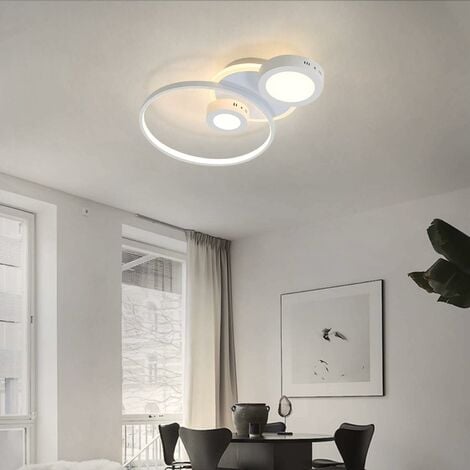 ZMH Plafonnier LED dimmable avec télécommande Lampe de salon blanche 50W en métal et acrylique