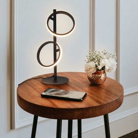 Socle lumineux rond en bois et cristal, support de lampe rotatif