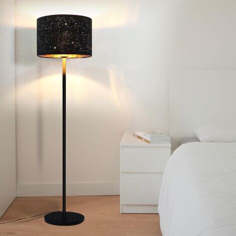 ZMH Lampadaire sur Pied Salon Lampadaire Industriel - 144cm Lampadaire en Tissu avec Douille E27 abat-jour Design étoile en Or Noir - max.40W - Lampa