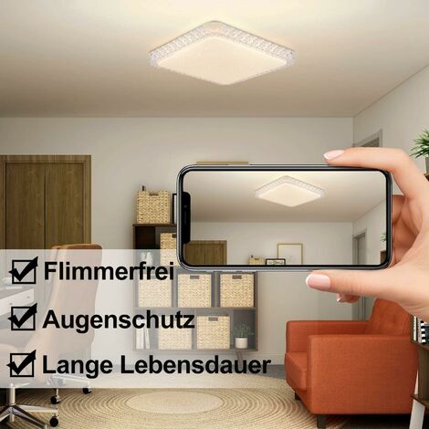 ZMH Plafonnier plafonnier LED dimmable avec télécommande: 30 cm lampe ciel étoilé moderne plafond couloir lampe 32W carré cristal chambre lampe a
