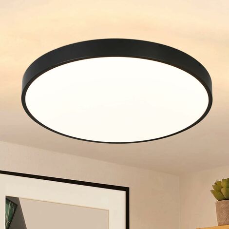 ZMH Plafonnier LED Noir Plafonnier - 12W Lampe de salle de bain Blanc chaud Lampe de cuisine Plat IP44 Etanche 21cm Rond Moderne Lampe de couloir pour salon salle de bain chambre