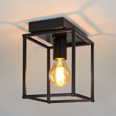 ZMH Plafonnier E27 Plafonnier rétro - noir industriel Lampe de cuisine pour chambre salon Lampe vintage en métal Plafonnier pour couloir cuisin
