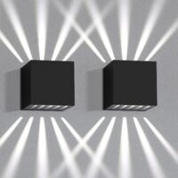 ZMH 2 Pièces Applique Murale LED Intérieure - 10W Applique Murale Extérieure Noir Moderne Up Down Design Applique 6000K IP65 Étanche Lumière pour Couloir Jardin Sous-Sol-6000K Blanc froid