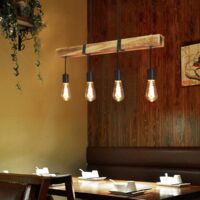 JZCDR Suspension Bois Naturel Rétro E27 - Lustre Rustique Réglable Pour Intérieur