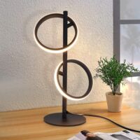 ZMH Lampe de Table Lampe de Table LED Moderne - Lampe de Chevet en Forme d'Anneau Noir Anneaux Détachables Rotatifs 13W 3000K Blanc Chaud pour Chambre Salon Bureau d'étude-noir