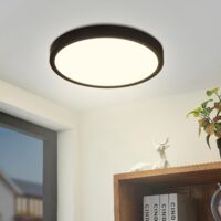 ZMH Plafonnier Led Rond Plat Plafonnier 24W Moderne Lampe Led IP44 Etanche pour Cuisine Bureau Salon Salle de bains Chambre Enfants,Ultra Fin Ø 23 x 2.1CM Noir - 4000K Blanc Neutre