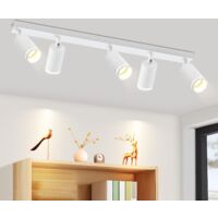 ZMH Spot de Plafond Blanc 5 Ampoules Salon Plafonnier Moderne Spot GU10 Spots Pivotant Plafonnier Intérieur en Métal Spots de Plafond pour Couloir Cuisine Chambre sans Ampoule