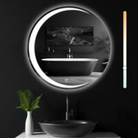 Miroir de salle de bain ZMH avec éclairage - miroir mural rond 50cm LED IP44 miroir de salle de bain rond avec interrupteur tactile et fonction antibuée miroir de salle de bain avec lumière dimmable