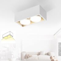 ZMH Spot encastrable pour plafond LED plafonnier LED blanc avec 2 spots, orientables, au design moderne, carrés, avec une lampe à spot GX53, blanc chaud, pour la cuisine, le salon