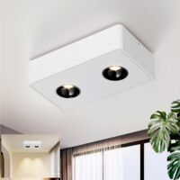 ZMH Spots de plafond LED Plafonnier apparent - 14W Spot apparent blanc Spot apparent avec 2 flammes blanc chaud Spot de plafond angulaire Moderne Spot plat pour cuisine salon salle à manger bureau