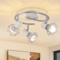 ZMH Plafonnier Rond à 3 Lampes - Luminaire de Plafond Industriel Rétro E14 Blanc en Métal Orientable pour Salon Chambre Bureau Couloir Cuisine (Ampoules Non Incluses)