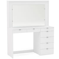 Chloe 7 Drawer Dressing Table And Mirror White