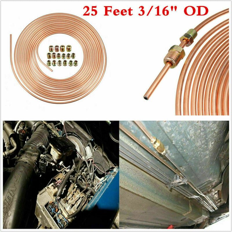 Rouleau de tuyau de conduite de frein en acier cuivré de 25 pi 3/16 po avec  20 raccords de kit de frein femelle mâle écrou