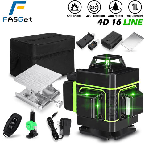 Multifonctionnel 4D 16 Lignes Niveau Laser 3° Machine Auto-nivelante USB Batterie au Lithium Rechargeable Outil de Nivellement