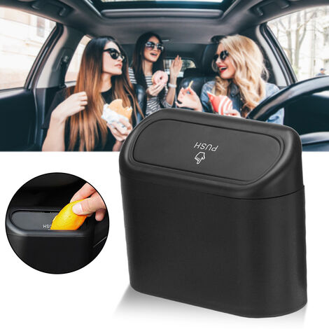 Poubelle Voiture Portable | Noir | Double Usage (Poubelle & Rangement) | Accroche Porte Ou Aération