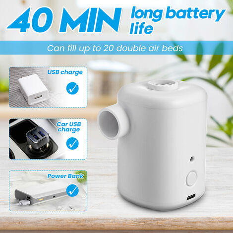 Pompe à air électrique 300L/min Piscine Bateaux pneumatiques Matelas gonflable Souffleur 3000mAh
