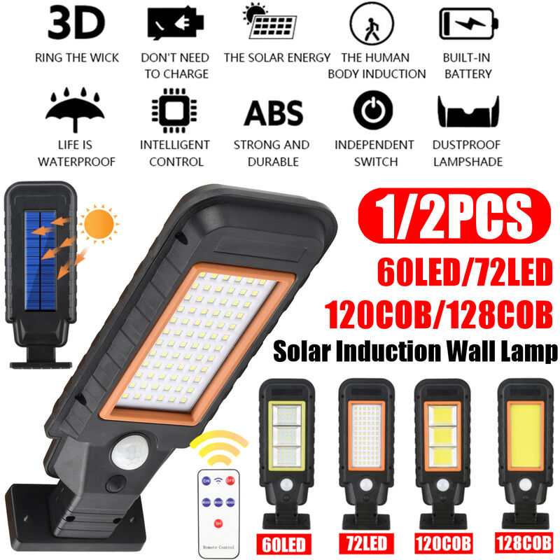 LED Solar Street Light Sensore di movimento PIR + Lampada da parete solare  impermeabile a induzione del corpo umano (1X120COB Old)