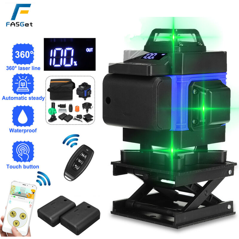 livella laser autolivellante 360, laser verde potente con potente asta  telescopica laser professionale,3D a 12 linee per livella laser Linee  orizzontali verticali con funzione di autolivellamento : : Fai da  te