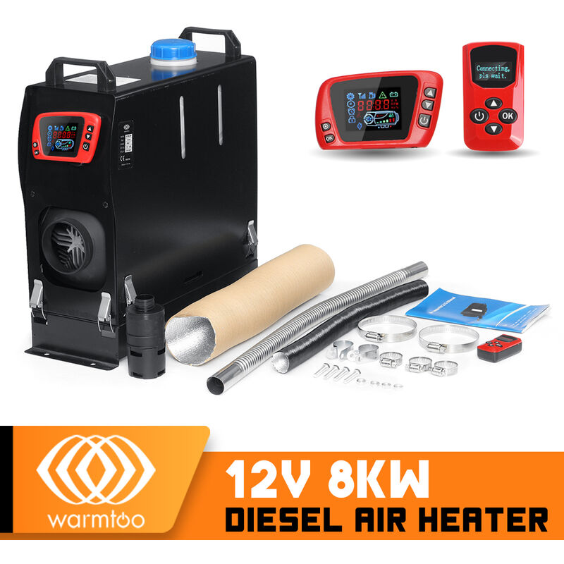 VEVOR Riscaldatore Diesel, 12V 5KW Riscaldatore ad Aria Diesel Termostatico  e Tranquillo per Camper,Macchine,Camion,Barche,Autobus (Nero, LCD + Doppio  Silenziatore) : : Auto e Moto