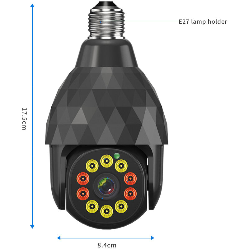 Telecamera di sorveglianza Telecamera IP E27 lampadina di sorveglianza 10  LED nero Hasaki