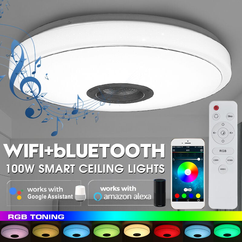 Plafoniera LED musica altoparlante bluetooth APP plafoniera con telecomando  36W