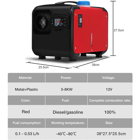 Riscaldatore Diesel 8KW, Riscaldatore da Parcheggio all in One con Monitor  LCD e Telecomando, Sbrinatore Portatile a Riscaldamento Rapido per Tenda,  Auto, Camper, Camion, Camper, Rimorchio, : : Auto e Moto