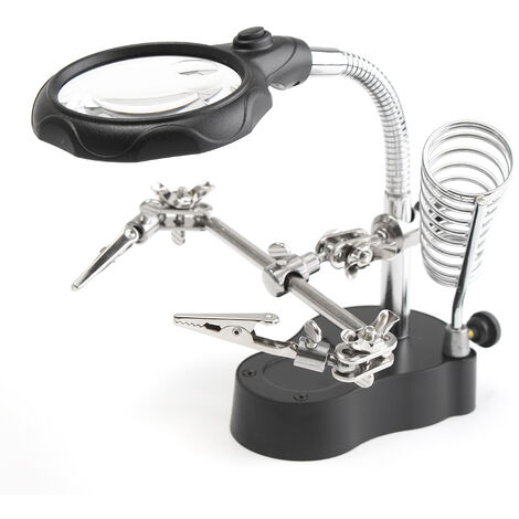 strumento di riparazione per orologi a clip regolabile con morsetto flessibile da scrivania Lente dingrandimento a LED