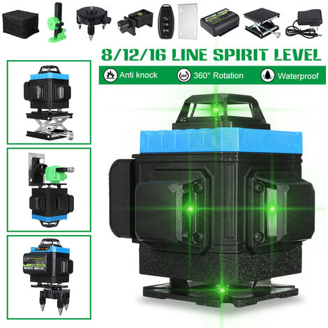 12/16 linee Livella laser 3D a 360&deg; Livella laser a luce verde Autolivellante Linea laser trasversale 16 linee