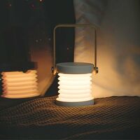 Tischlampe Led Nachttischlampe Touch Dimmbar Mit 3 Beleuchtungsmodi, Klappbar Tischlampe Tragbar Laternenlampe Mit Holzgriff FüR Schlafzimmer Wohnzimmer Camping Klapptischlampe (Weiß)
